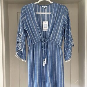 NWT Blue Island Navy Striped Cover Up